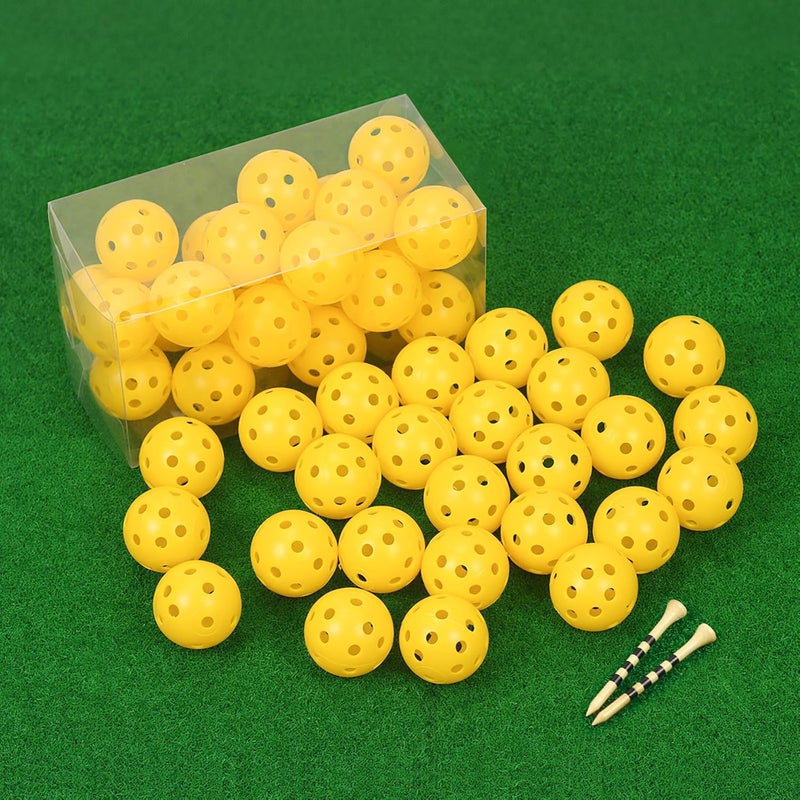 Bac-kitchen 26 Pack Practice Golf Balls, 41mm Hollow Airflow Plastic Golf Balls with Golf Tees, for Indoor Outdoor Driving Range Backyard Swing Practice - Image 1